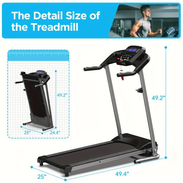 XMKEY 1pc Fitness Treadmills With Folding Handle, Home 2.5 HP Portable Electric Running Machine, Suitable For Body Exercise, Walking, Jogging - Image 8