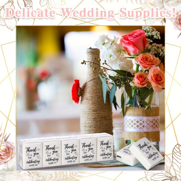 100pcs Wedding Guest Thank You Gift Bags - 3-Ply Tissues with Elegant Cursive "Thank You for Celebrating with Us" Design, Minimalist White & Black Accents, Travel Size for Weddings, Graduations, Celebrations, Guest Tissues | Cursive Font Style | Heartfelt Accents - Image 2