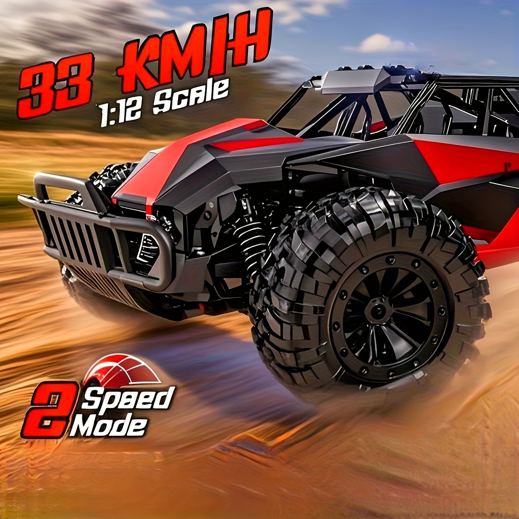 RC All-terrain Car All-terrain Monster Truck With 2 Rechargeable Batteries And Colored Lights, With LED Headlights, 30 Km/h High Speed Car Toys, Suitable For Boys Birthday Presents, Christmas - Image 2
