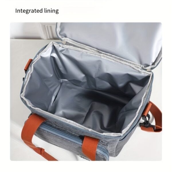 [Outdoor Refrigerated Bag] The outdoor refrigerated bag can be expanded with a double-layer insulated ice pack. It comes with an adjustable shoulder strap for portability and convenience, making it suitable for work, camping and non-food contact at the beach - Image 9