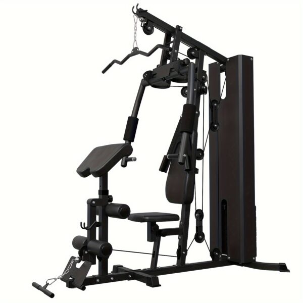 138LBS Weight Stack Home Gym Station, All In One Workout Machine For Full Body Strength Training, Multifunctional Home Gym System, Without Battery