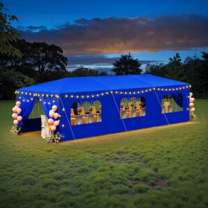 Heavy-Duty Waterproof Outdoor Canopy Tent with Removable Sidewalls - Party Tent, Zipper Closure, Ideal for Weddings, BBQs, Patio, Beach Events - Easy Setup & Storage, Party Tents for Outdoor, Event Shelter, Festive Lighting, Sturdy Rope Support