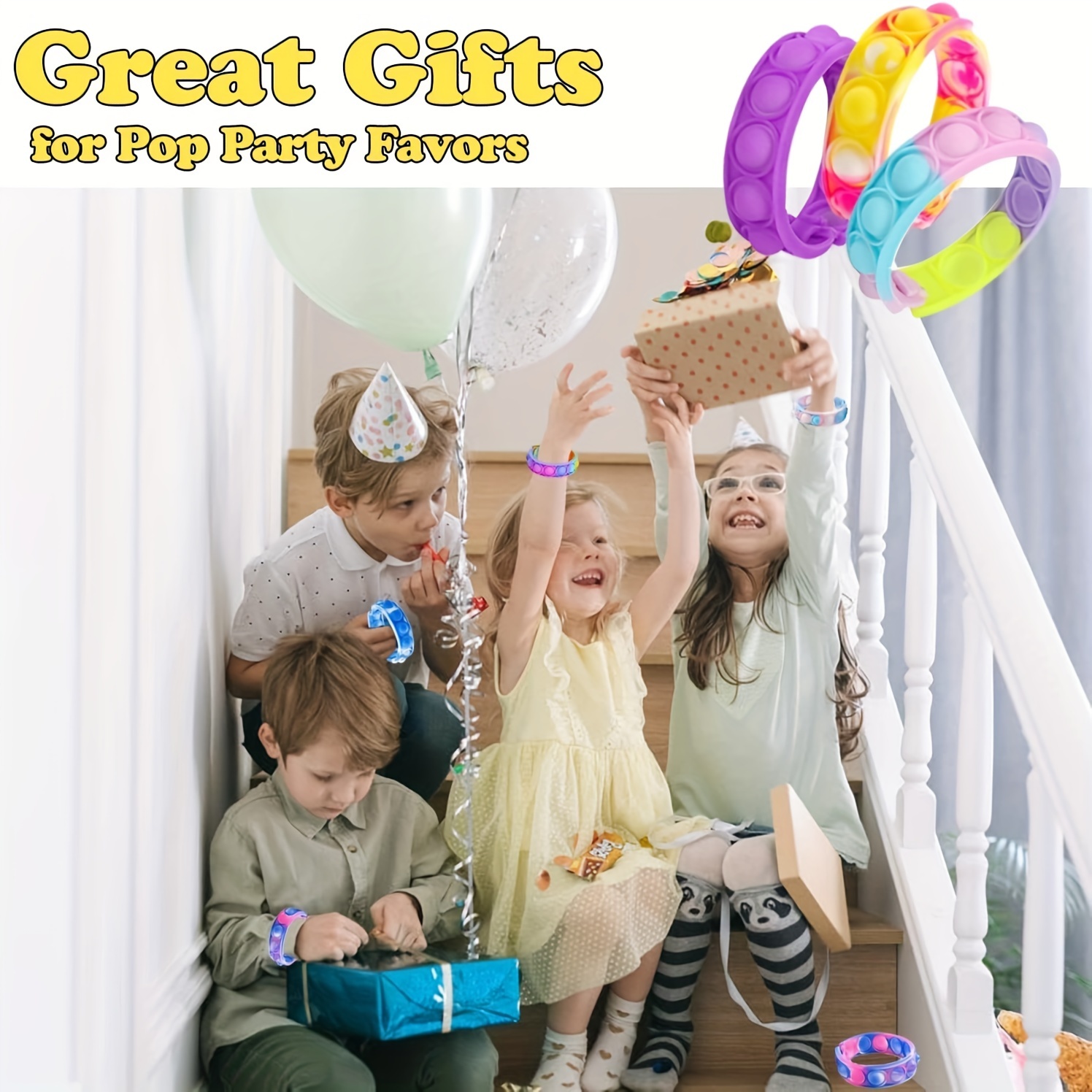 MEZHOBBY 30pcs/100pcs Pop Bracelet Party Favors Fidget Bracelet It Birthday Party Favors For Kids Goodie Bags Stuffers Classroom Prizes Brand - Image 7