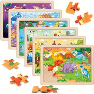 Wooden Puzzles For Kids Ages 4-6, 6 Packs 60pcs Jigsaw Puzzles Preschool Educational Toys Gifts For Children Ages 4-8, Kids Puzzles For 4+ Year Olds Boys Girls, Wood Puzzles Ages 3 4 5 6 7 8