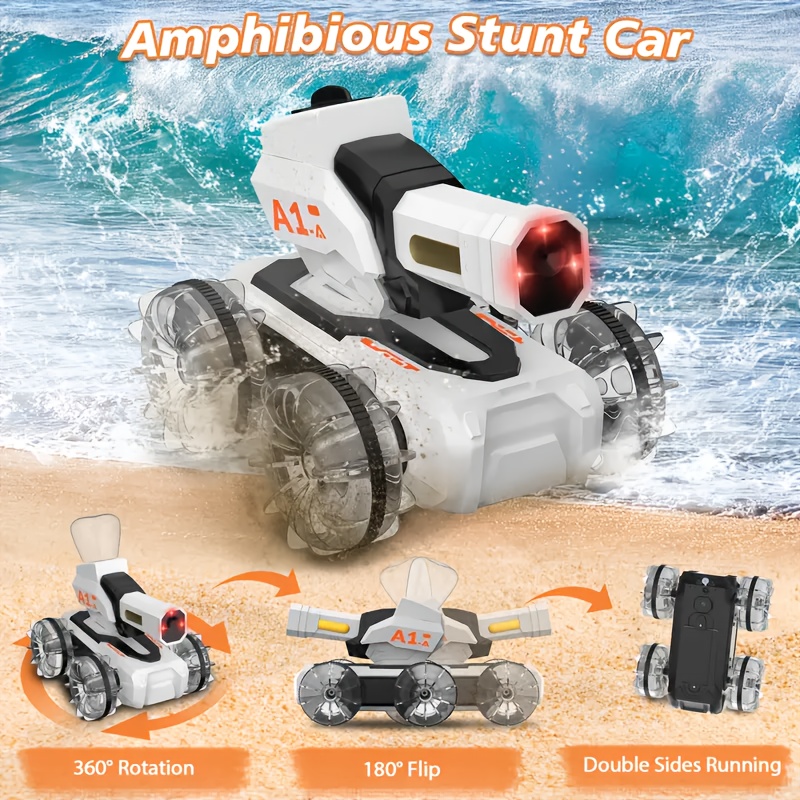 A Super Cool Remote Control Battle Car Amphibious Shooting Tank Waterproof Water Electric Toy Suitable for Children to Fight And Play Rotating Off-road Climbing Car - Image 6