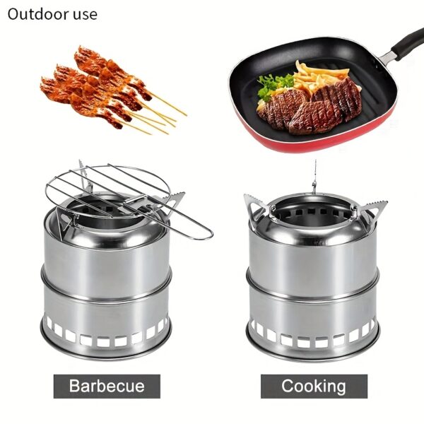 A Mini Portable Camping Stove for Outdoor Adventures: Compact, Made of Stainless Steel, And Designed for Burning Wood - Perfect for Your Next Adventure! - Image 4