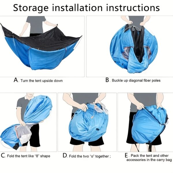 [Camping Tent] Outdoor Camping Tent, Automatic Portable Folding Tent, Easy to Set Up, Convenient to Carry, Comes with a Storage Bag, Single-Person Camping Tent - Image 10