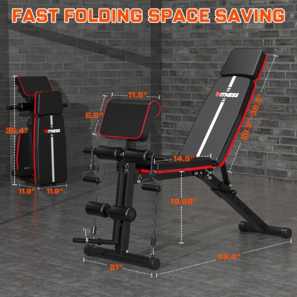 14-in-1 Adjustable Weight Bench | Foldable Multi-Functional Strength Training Equipment for Full Body Exercise | 770lbs Weight Capacity, Space-Saving Design for Home Gym - Image 2