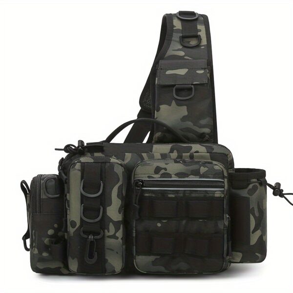 [Camouflage Fishing Backpack] Camouflage Multi-Functional Fishing Backpack | Nylon Fishing Tackle Box Bag with Adjustable Strap, Suitable for Fishing, Hiking, Camping - Single Shoulder Crossbody Tactical Bags with Lace-Up Detail - Image 7