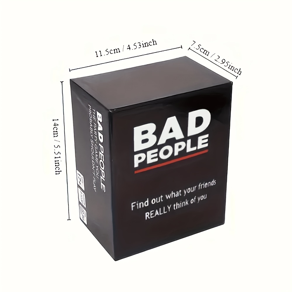 Bad People Party Game - Interactive Card Game with Bold Red & White Text, Black Box & 52-Card Set for Family Fun, Game Nights, Social Gatherings - Durable Cardstock, No Cards Included, Playful Packaging - Image 2