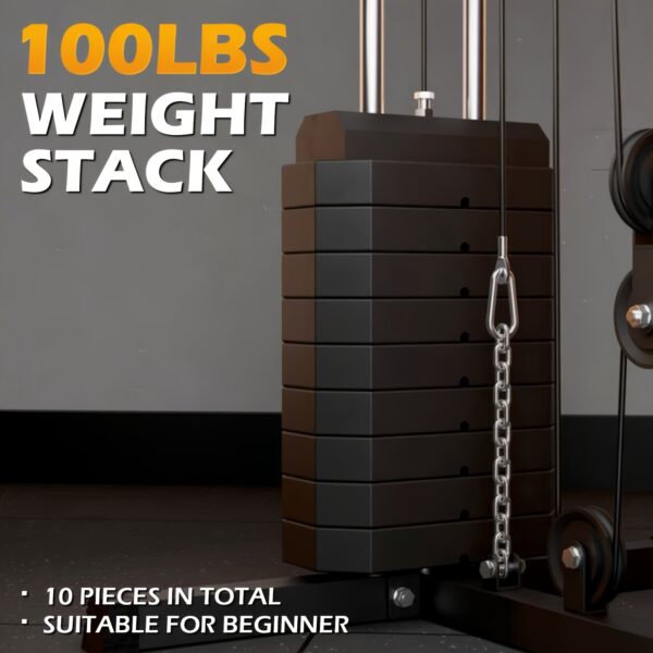 100LBS Weight Stack Home Gym Station, All In One Workout Machine For Full Body Strength Training, Multifunctional Home Gym System - Image 6