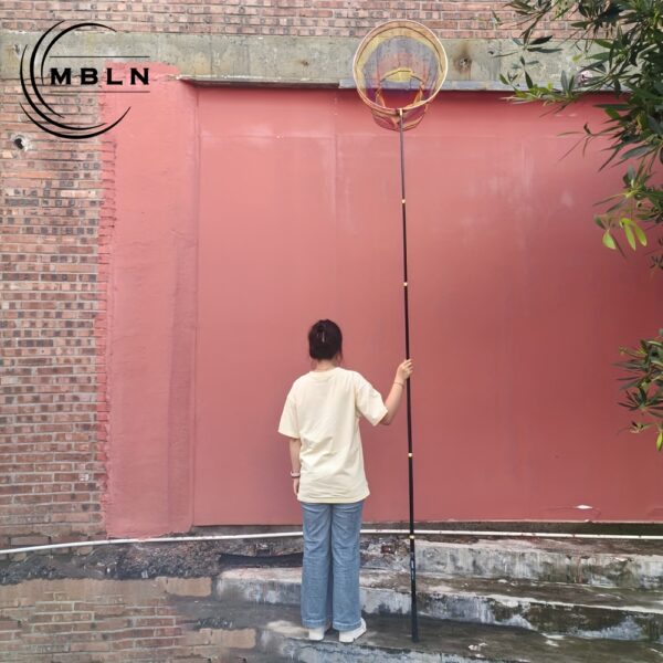 [Retractable Fishing Net] MBLN 3m Extra-Long Retractable Carbon Fiber Fishing Net | Durable Mesh & Comfortable Handle - Black & Yellow Design for Easy Fish Catching - Image 9