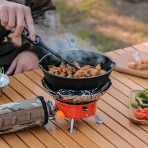 Portable Windproof Camping Stove - Stainless Steel Foldable Design with Piezo Ignition, Compact Lightweight Stove for Outdoor Adventures, Hiking, Picnics & Backpacking, Durable Construction, Camp Stove