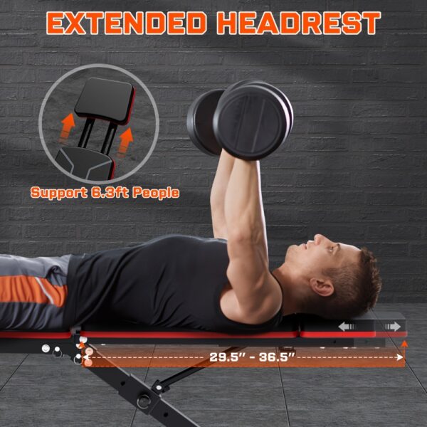 14-in-1 Adjustable Weight Bench | Foldable Multi-Functional Strength Training Equipment for Full Body Exercise | 770lbs Weight Capacity, Space-Saving Design for Home Gym - Image 7