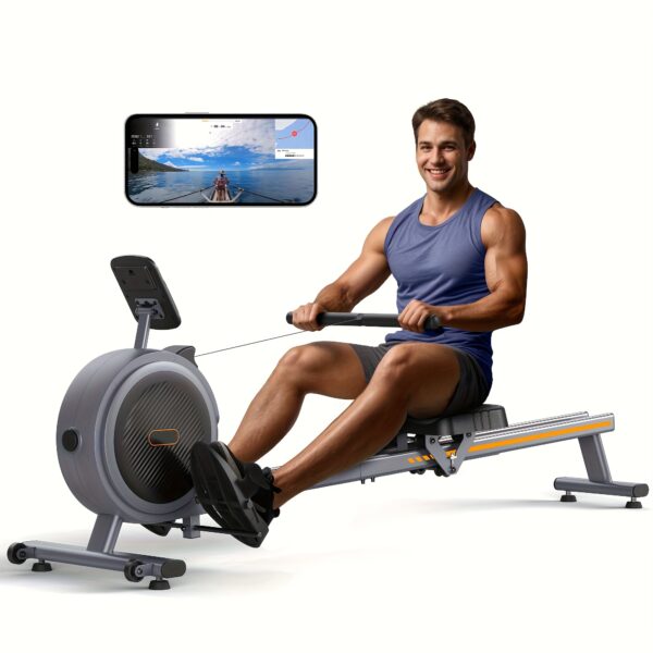 [Magnetic Rowing Machine] SRIFY Heavy-Duty Full-Body Magnetic Rowing Machine - Silent Glide Technology, Comfortable Padding, Foldable Frame - 350LBS Weight Capacity For Home Gym Workouts, Compact Design, Full-Body Training, No Battery - Image 4