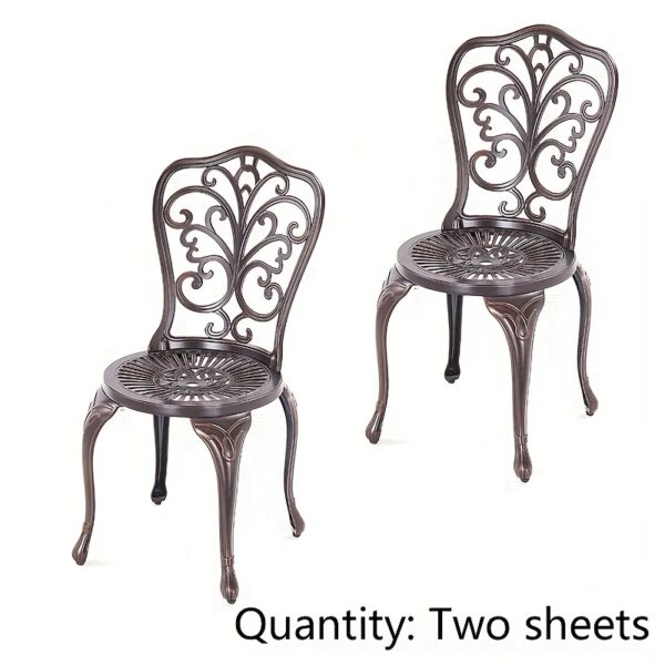 Outdoor Patio Bar Table and Chair Set, Cast Aluminum Pub Furniture, Suitable for Garden, Balcony, Terrace, Red Copper Outdoor Patio Coffee Table and Chairs, Premium Metal Frame Patio Furniture, Ideal for Porch, Poolside, Balcony, Garden, Patio, Patio Furniture Sets - Image 4