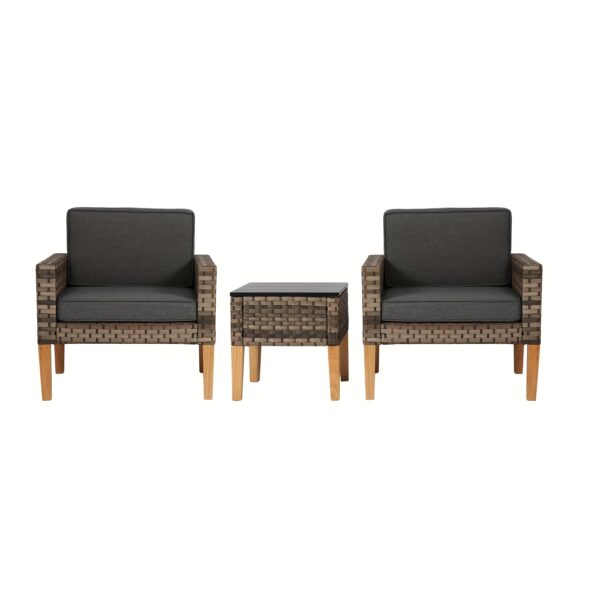 3pcs Wicker Bistro Set, Outdoor Conversation Furniture Set With Side Table& Cushions, Rattan Patio Furniture Set For Garden, Backyard, Porch, Poolside - Image 10