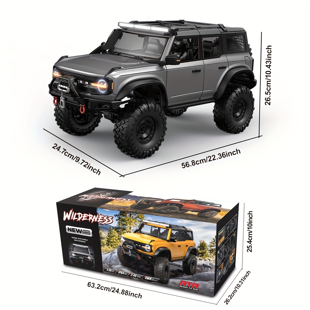 1/10 Scale RC Crawler with LED Lights & Winch - 4x4 Off-Road Remote Control Truck, High/Low Speed, RTR Rock Buggy with, Compatible with, for Adults &, Off-Road Racing - Ideal Gift for RC Car Enthusiasts, Outdoor Adventure, Aggressive Design, Sturdy Construction - Image 2