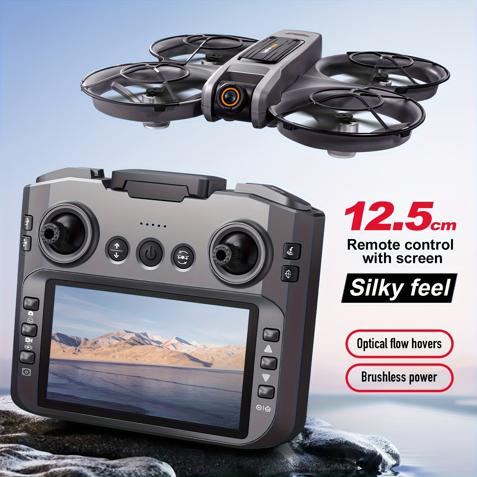 2025 New Large Screen Quadcopter RC Drone, Equipped with HD Dual Cameras, 12.5cm/4.92 Inch Screen, Brushless Motor, Optical Flow Positioning, Six-way Control, One-key Takeoff/landing, Gravity Sensor, 150° Electric Adjustable Camera, 100m Range, Very Suitable for Beginners, Perfect Holiday Gift And Pilot Gift, Versatile Aircraft, Durable Metal Structure. - Image 2
