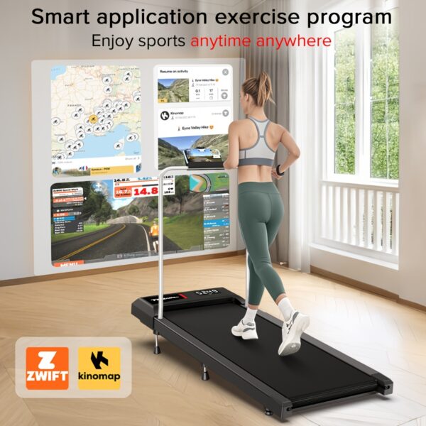 Walking Pad Treadmill With 10% Incline And Handle Bar, 265LBS Capacity, Easy To Install, LED Display, 3 In 1 Under Desk Treadmill With Remote Control, Detachable Handrail, Compatible With KINOMAP App - Image 8