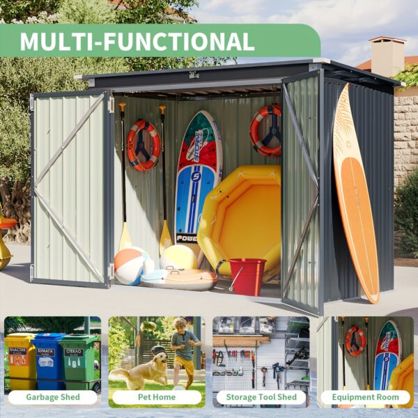 Waterproof Metal Storage Shed 3.3x5.6FT - Ideal for Garden, Backyard, Patio | Durable Outside Storage for Trash Cans, Toys, Weeding Tools - Image 8