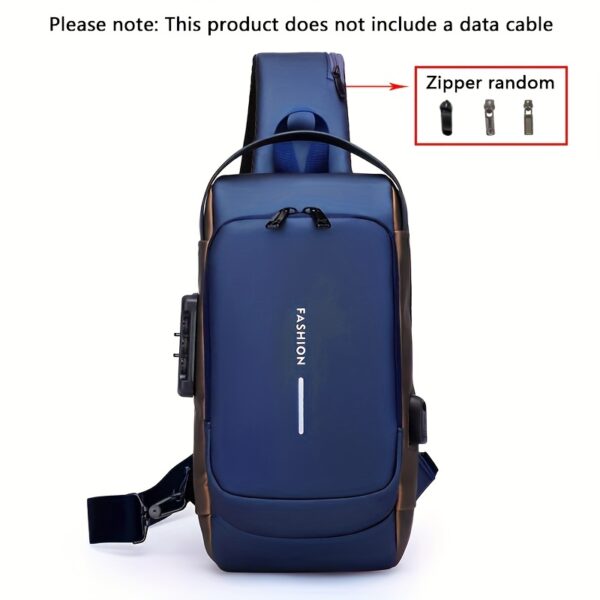 [Anti-Theft Backpack] High-Capacity Adjustable Crossbody Backpack | Men's, Anti-Theft Password Lock, Durable Fabric, Multi-Compartment Design, Secure Zipper Closure, Secure Travel Bag - Black - Image 9