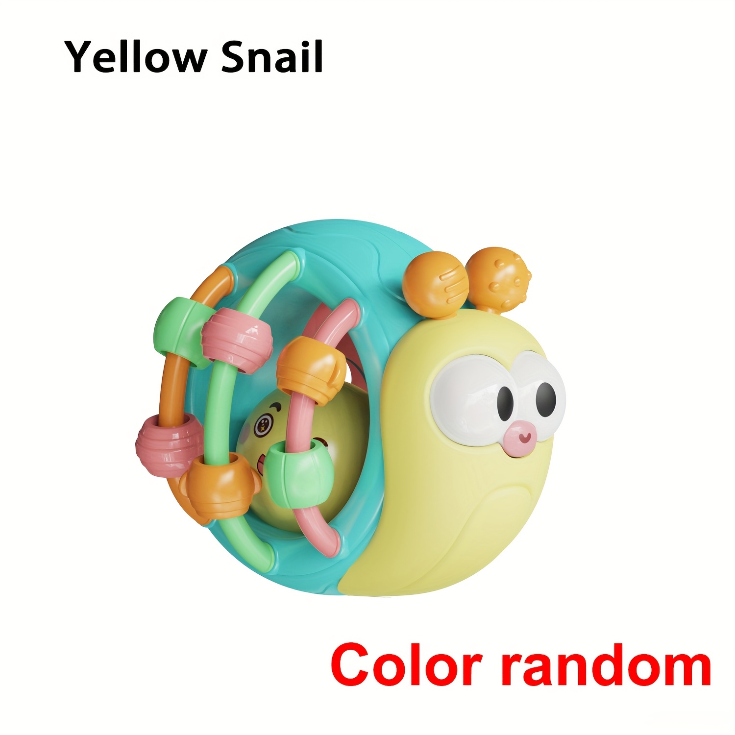 Baby Teething & Grasping Toys - Infant Safe Crinkle Squeaky Snail Ball With Rattle, Soft Toy For 0-12 Months, Easy To Hold - Image 3