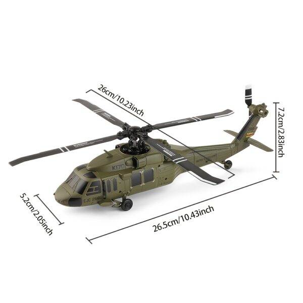 WLtoys K170 Blackk Hawk UH-15.85gal 170 RC Helicopters 2.4G 4CH Flybarless 1106 External Brushless Motor RC Helicopter Toys for Adults Boys - Image 2