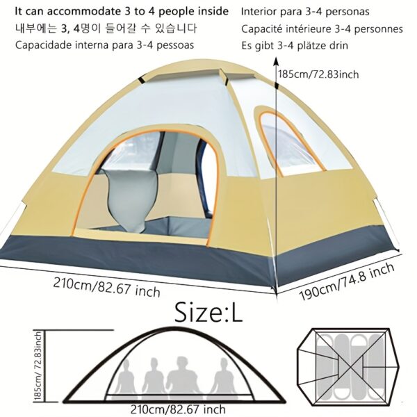 [Luxury Camping Tent] ALPACA OUTDOORS 4-Person Luxury All-Season Family Camping Tent | 2 Doors & 2 Windows, Durable O-Shaped Shape, 1 Sun Shelter, Portable Shelter for Outdoor Adventures - Image 10