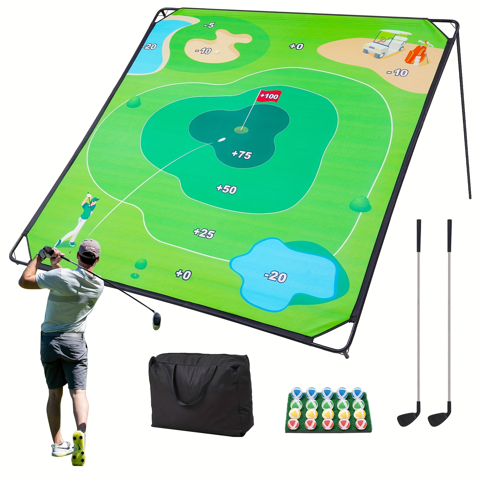 70"x70" Portable Golf Chipping Game Set for Indoor, Outdoor Backyard & Lawn Games, Easy Setup Family Golf Gifts