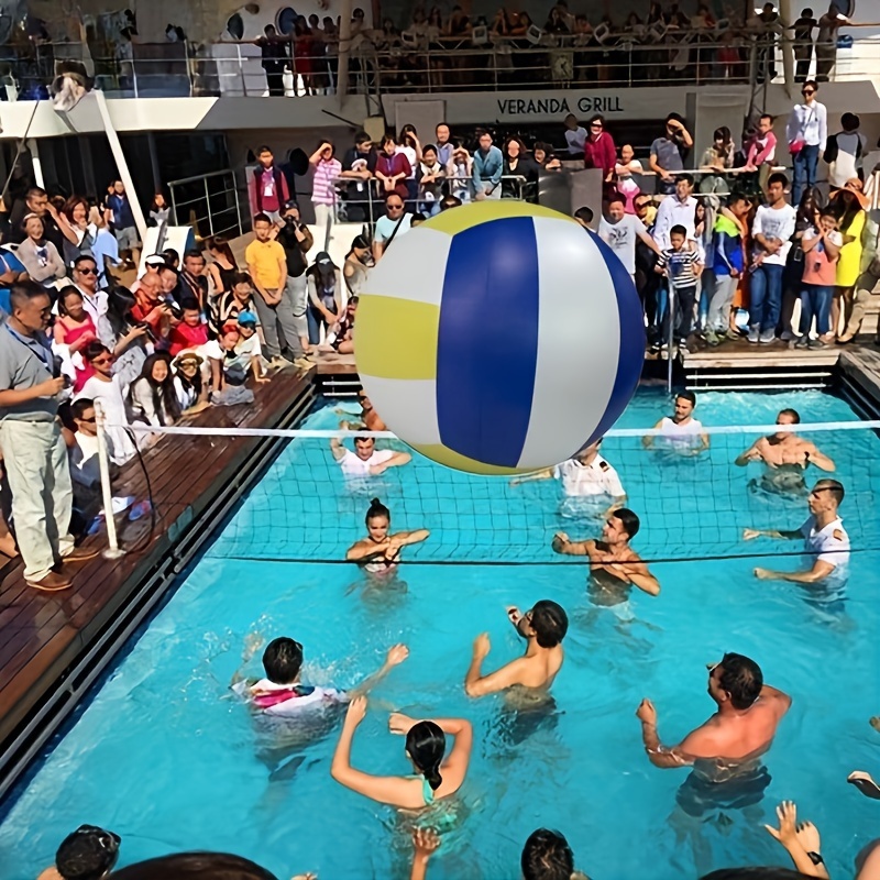 1pc 27.6in Large Thickened Printed Inflatable Volleyball Water Toy, Family Party Games and Activities Entertainment Supplies, Indoor Outdoor Game Party Sports Activity Supplies Suitable for Use in Garden Courtyard Beach Activity Hall and other large places - Image 2