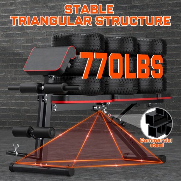 14-in-1 Adjustable Weight Bench | Foldable Multi-Functional Strength Training Equipment for Full Body Exercise | 770lbs Weight Capacity, Space-Saving Design for Home Gym - Image 5