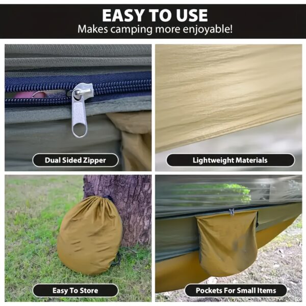 [Versatile Camo Hammock] 4-in-1 Camo Camping Hammock - Durable Nylon, Versatile with Mosquito Net & Sun Shelter, Easy Setup for Backpacking, Hiking, Beach & Garden Adventures, Camping Accessories - Image 8