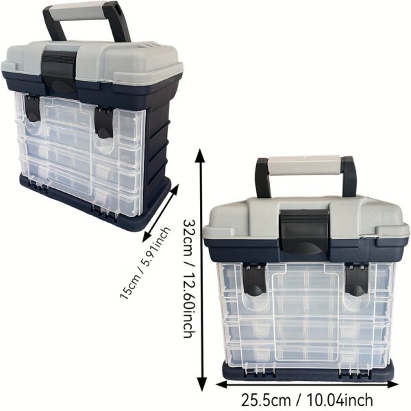 [Portable Fishing Tackle Box] 4-Tier Portable Fishing Tackle Box, Durable Polymer, Non-Waterproof, Multi-Compartment Organizer for Bait and Accessories, Gray (Bait Not Included), Outdoor Gear Storage, Fishing Tackle Box - Image 5