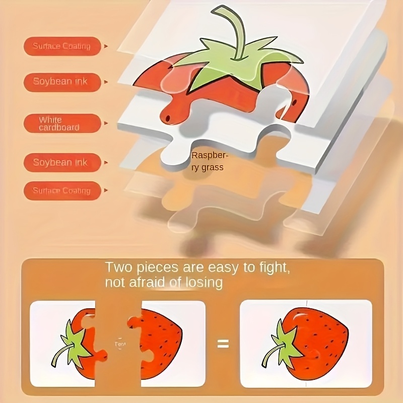 Suitable for Children's 16-Pattern 32pcs Animal and Fruit Themed Matching Puzzle Cards, Educational Cognitive Development Toy Set, Suitable for Toddler Learning, Perfect for Birthday Parties, Baby Showers, and Holiday Gifts, Ages 0-3 - Image 11