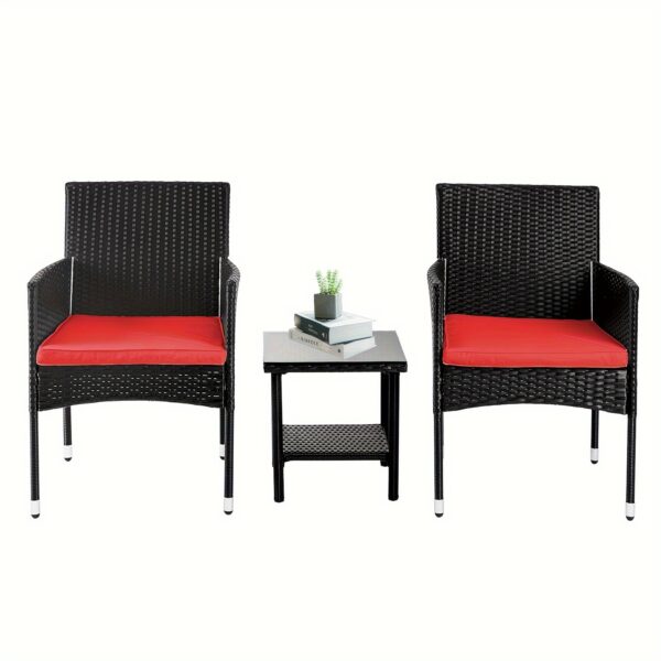 Patio Furniture Set 3pcs Wicker Furniture Wicker Table and Chairs with Coffee Table for Outdoor Garden Furniture Set with Cushions for Yard, Balcony, Poolside - Image 6