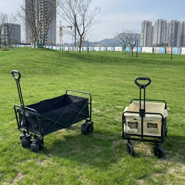 [Robust Build] Heavy-Duty Foldable Black Metal Hand Trolley with All-Terrain Wheels - Versatile for Camping, Travel, Sports, Fishing & BBQs, Easy Storage, No Power Required - Image 11