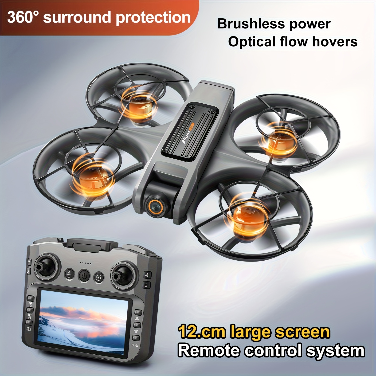 2025 New Large Screen Quadcopter RC Drone, Equipped with HD Dual Cameras, 12.5cm/4.92 Inch Screen, Brushless Motor, Optical Flow Positioning, Six-way Control, One-key Takeoff/landing, Gravity Sensor, 150° Electric Adjustable Camera, 100m Range, Very Suitable for Beginners, Perfect Holiday Gift And Pilot Gift, Versatile Aircraft, Durable Metal Structure. - Image 10