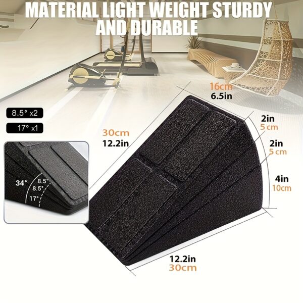 [3-Pack Squat Wedge Blocks] 3-Pack Squat Wedge Blocks - 12-Inch Universal Fit PP Material Leg Stretcher Foam Slant Boards for Squats, Calf Raises, Yoga, Knee Over Toe Workout Equipment - Black - Image 4