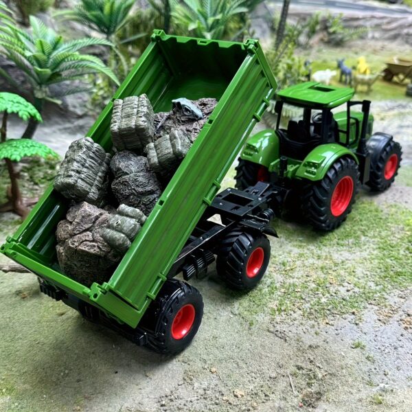 [1pc 16.5" Large Farm Tractor and Trailer Set] Large 16.5" Farm Tractor and Trailer Set, Weather Resistant Plastic, Push Operation, Realistic Vehicle Toy with for Ages 3-6, Ideal for Christmas and Birthday Gifts - Image 6