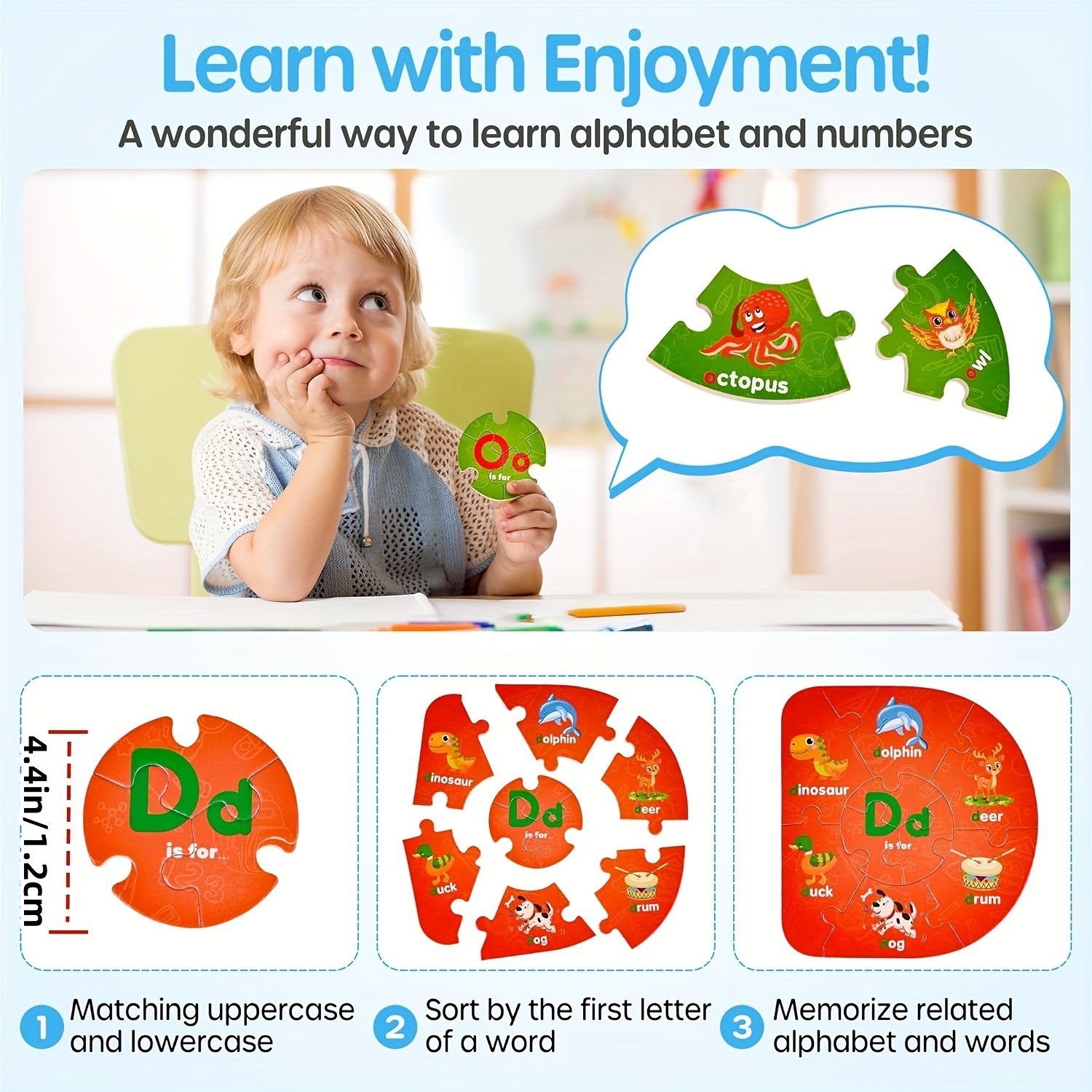 Number And Alphabet Puzzles For Kids Ages 3-5, ABC Learning For Toddlers Ages 3+, Preschool Activities Letter Puzzles Montessori Educational Toys Gifts For 4 5 6 7 8 Year Old Boys Girls - Image 4