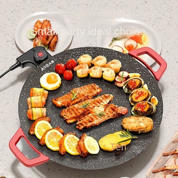 [Large Red Handle Electric Grill] Electric Grill Indoor, Large Red Handle Electric Grill, Fried Meat In The Barbecue Shop Plug-in Ready-to-use Fire Adjustable Non-stick Pan Easy To Clean Electric Grill, Indoor And Outdoor Multi-functional Electric Grill - Image 8