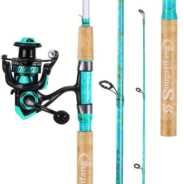 [Fishing Rod And Reel Combo] Sougayilang Fishing Rod and Reel Combo, 2-Section ML Adjustable Carbon Fiber Pole, 11+1BB Spinning Wheel, Ambidextrous, Fast Action, with Fishing Line, Lures, and Accessories for Saltwater and Freshwater - Image 8