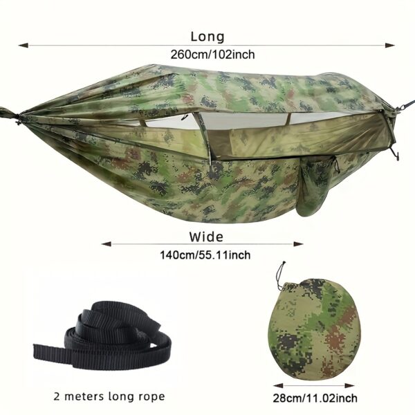 [Nylon Hammock] Portable Double-Nylon Hammock Tent | with Mosquito Net & Sun Shade, Woven Outdoor Sleeping Gear, Hand Washable | for 1 or 2 Person Capacity, Backpacking, Travel, Garden, Park - Image 9