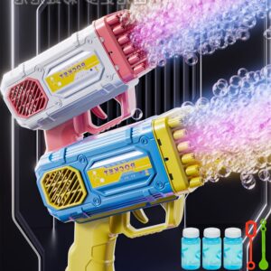 42 Holes Bubble Machine, Colorful Lights bubble gun for Kids(No Bubble Liquid Included), Automatic Bubble Blower Suitable for Parties And Outdoor And Other Multi-Scene Use
