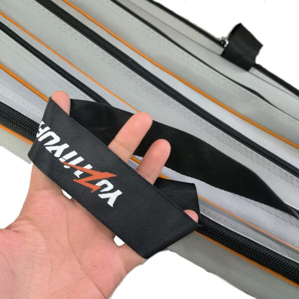 [Portable Fishing Gear Bag] Yuzhiyuan Fishing Gear Bag, Durable & Lightweight, with Multiple Compartments | Ideal for Freshwater and Saltwater Fishing, Gray with Orange Accents, Perfect Gift for Anglers, Fishing Accessory - Image 4