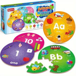 SYNARRY Number and Alphabet Puzzles for Kids Ages 4-6, Alphabet Learning Toys for Kids Ages 3-5, ABC Puzzles Preschool Learning Activities Educational Toys Gifts for 3 4 5 6 7 8 Year Old Boys Girls