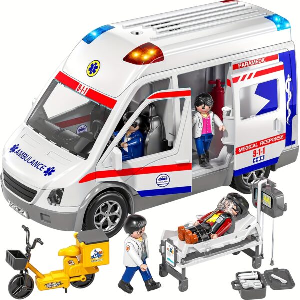 Ambulance Cars Toy For Kids 3 4 5 6 7 8 Years Old Friction Powered Truck With Light And Sound Emergency Vehicle Toy For Boys Girls Gifts For Age 3-12 Boys Girls Educational Toys For Children - Image 8