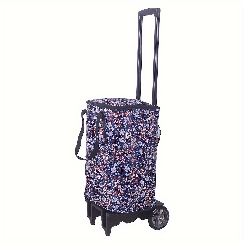 Collapsible Shopping Cart with Telescopic Tie Rod: Large Bearing PU Wheel, Raised and Widened Base, Double-Layer Insulation, Load up to 110.23LB - Image 5