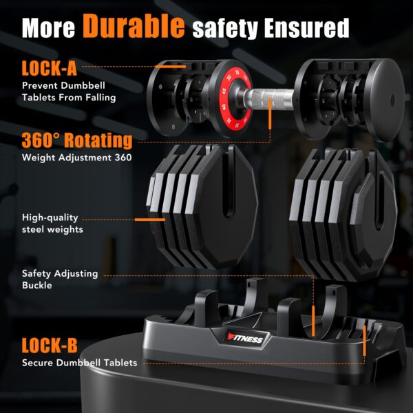 110lbs (55lbs*2)/80lbs/55lbs Quick Adjust Dumbbell Set, 10-in-1 Fitness Equipment, Space-Saving, Home Gym Fitness Exercise Equipment For Men And Women, Suitable For Fitness Enthusiasts In Home Gym - Image 5